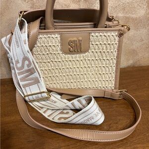 Beige and Cream Women Bag Steven Madden Rattan